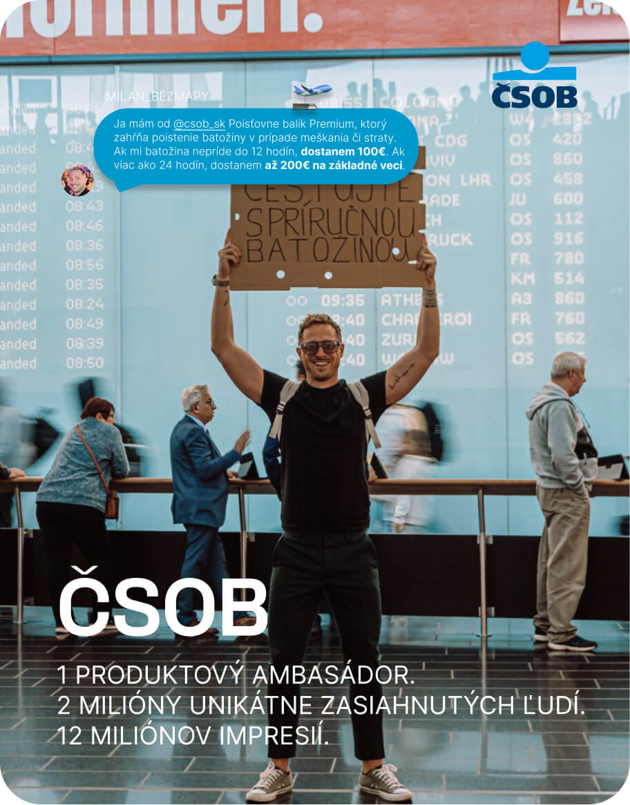 Kampaň ČSOB — 1 produktový ambasádor, 2 milióny unikátne zasiahnutých ľudí